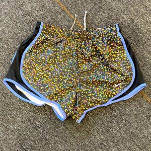 🌿 Nike Running Black & Purple Confetti Pull On Shorts Size Small NWOT